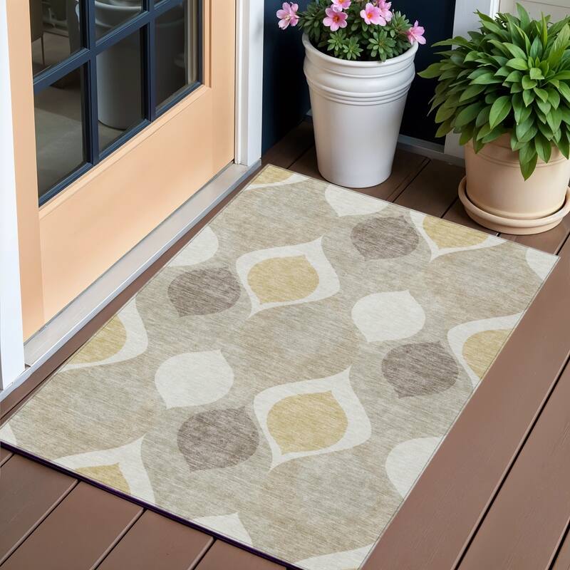HomeRoots Ogee Transitional Rectangle Outdoor Rug - 3' x 5'