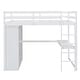 preview thumbnail 10 of 15, White Full Size Solid Wood Loft Bed with Built-in Wardrobe, Desk, Storage Shelves and Drawers