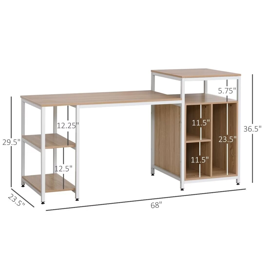 68 Inch Office Table Computer Desk Workstation,with Storage