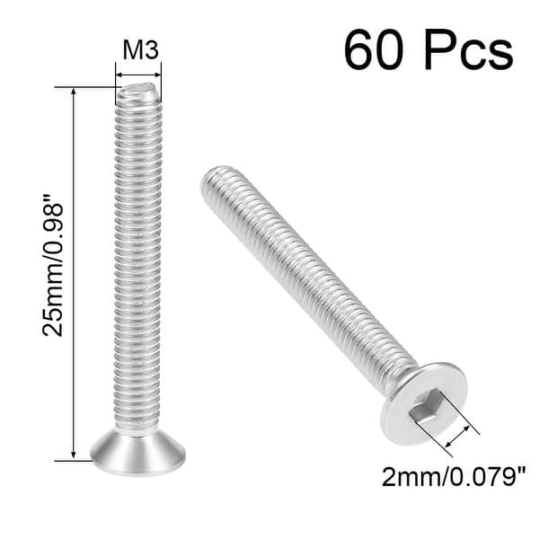 Screw Empty M3x25mm Flat Head Machine Screws Inner Hex Screw 304 Stainless Steel ...