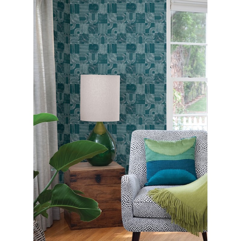 NuWallpaper Teal Vaughn Geometric Peel & Stick Wallpaper