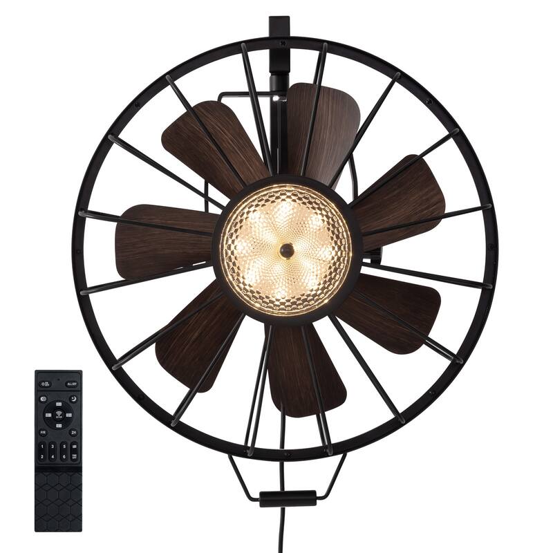 20" Industrial Wall Mount Ceiling Fans with Lights, LED Waterproof Caged Fan with Remote and APP Control - 20''