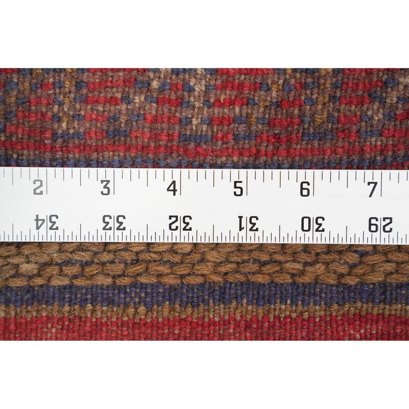 Hand Knotted Oriental 100% Wool Carpet Traditional Tribal Red Balouch Runner Rug - 7' 10'' X 2' 0''