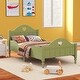 preview thumbnail 15 of 26, Stylish Platform Bed with Headboard & Footboard Minimalist Kids Bed Toddler Bed Platform Bed for Boys Girls, Twin Olive Green - Twin
