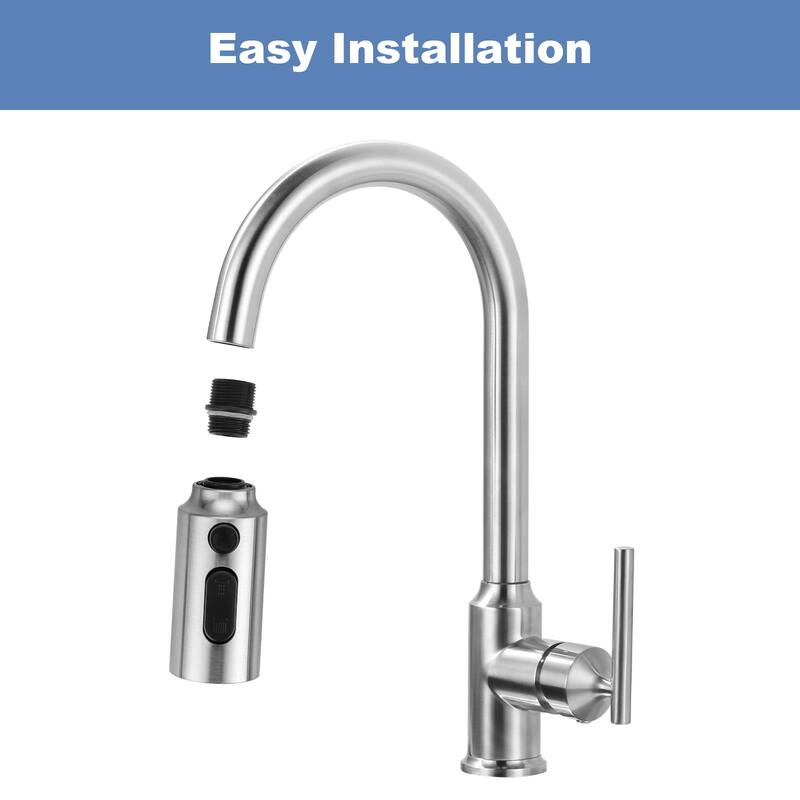 WOWOW Stainless Steel Pull Down Kitchen Faucet Sprayer with 9 Adapters