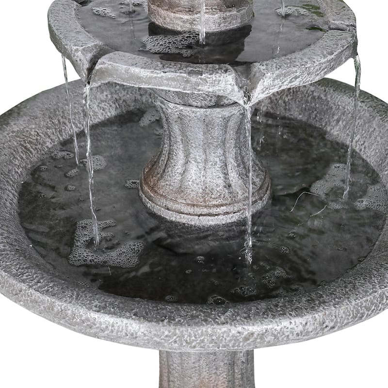 2-Tier Freestanding Waterfall Fountain for Outdoor Garden Decor