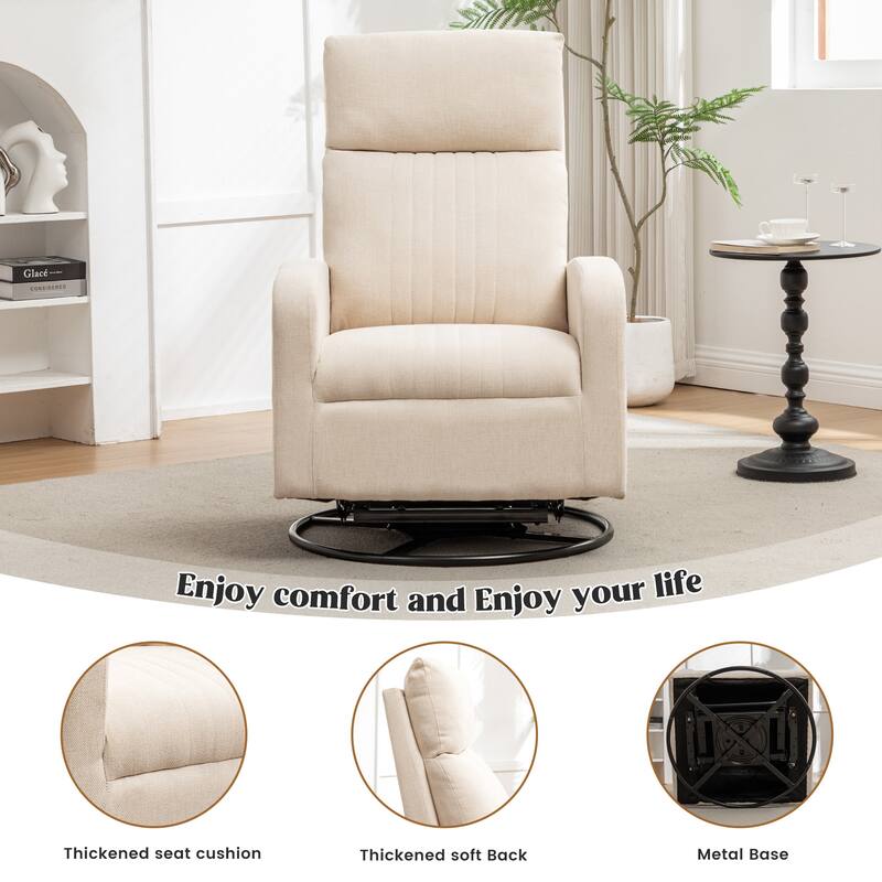 HOMYKA Swivel Glider Rocker Accent Chair for Nursery with Side Pocket