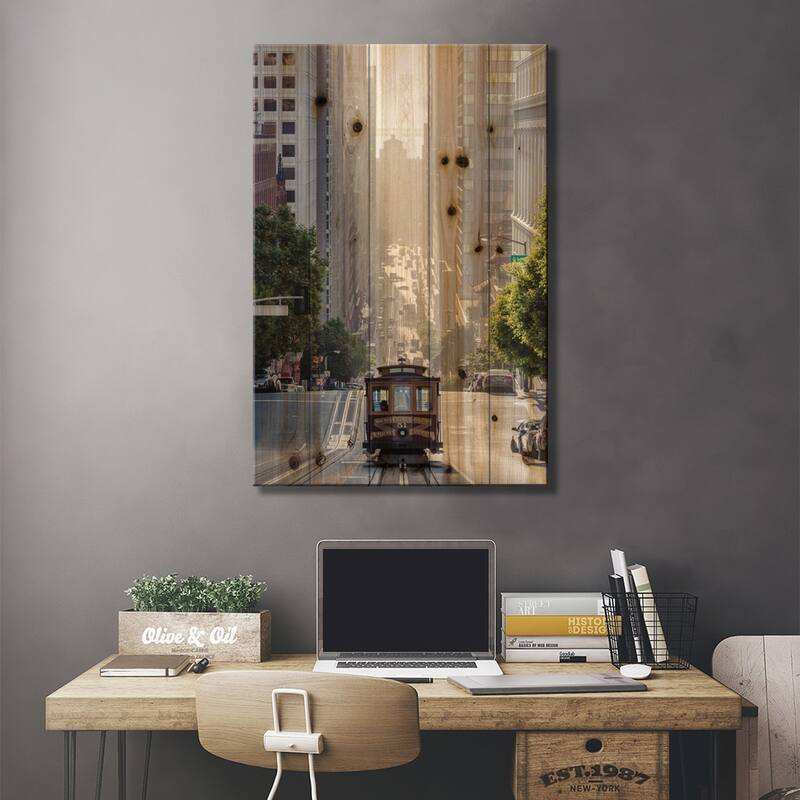 Cable Car, San Francisco, California, USA Print On Wood by Matteo Colombo - Multi-Color