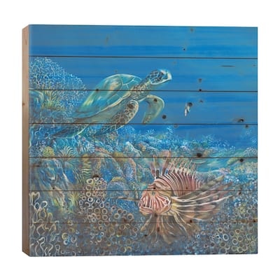 Blue Print On Wood by Piero Manrique - Multi-Color