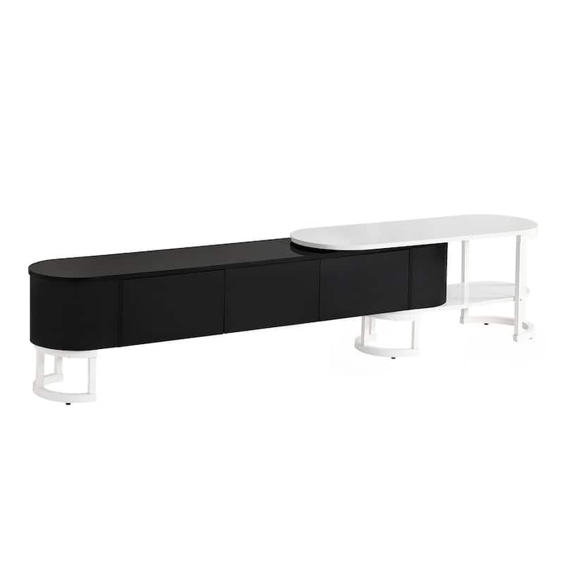 67.7"-76.4" Extendable TV Stand for TVs up to 75'', Media Console Table w/ 3 Drawers, TV Media Center w/ Adjustable Legs