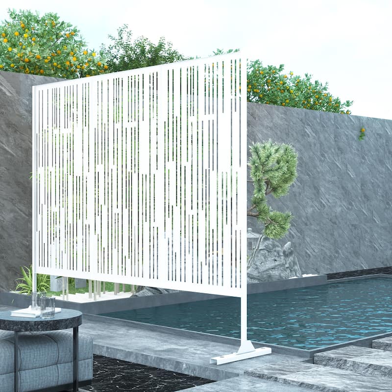 Metal Privacy Screen Wall Decoration Free Standing-6.3 ft. H X 4 ft. W