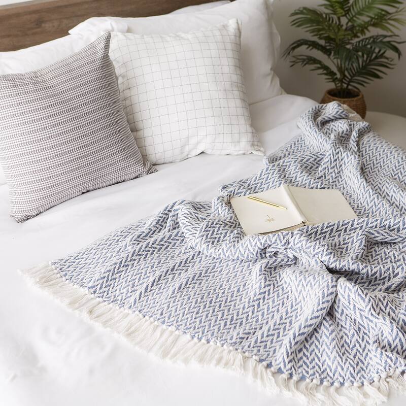 Stone Handloom Chevron Throw