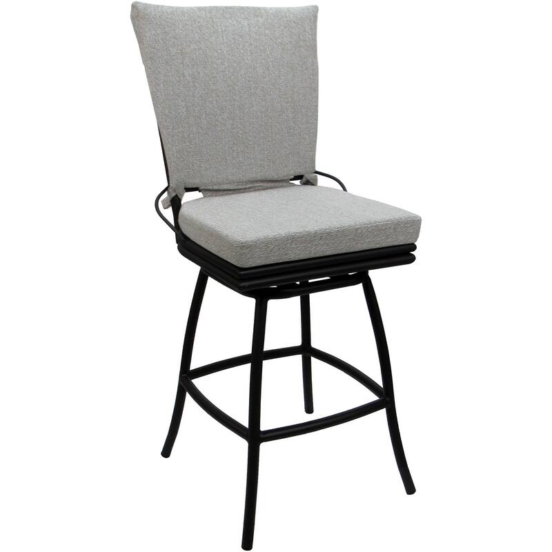 Outdoor Patio Counter 26" 30" Extra Tall 34" Bar Stool - Ofir Armless - White Linen - Black - Counter Height