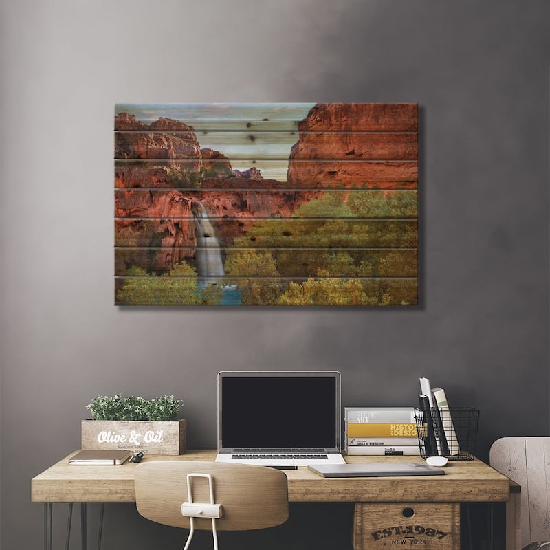 Havasu Falls, Grand Canyon, Arizona II Print On Wood by Tim Fitzharris - Multi-Color