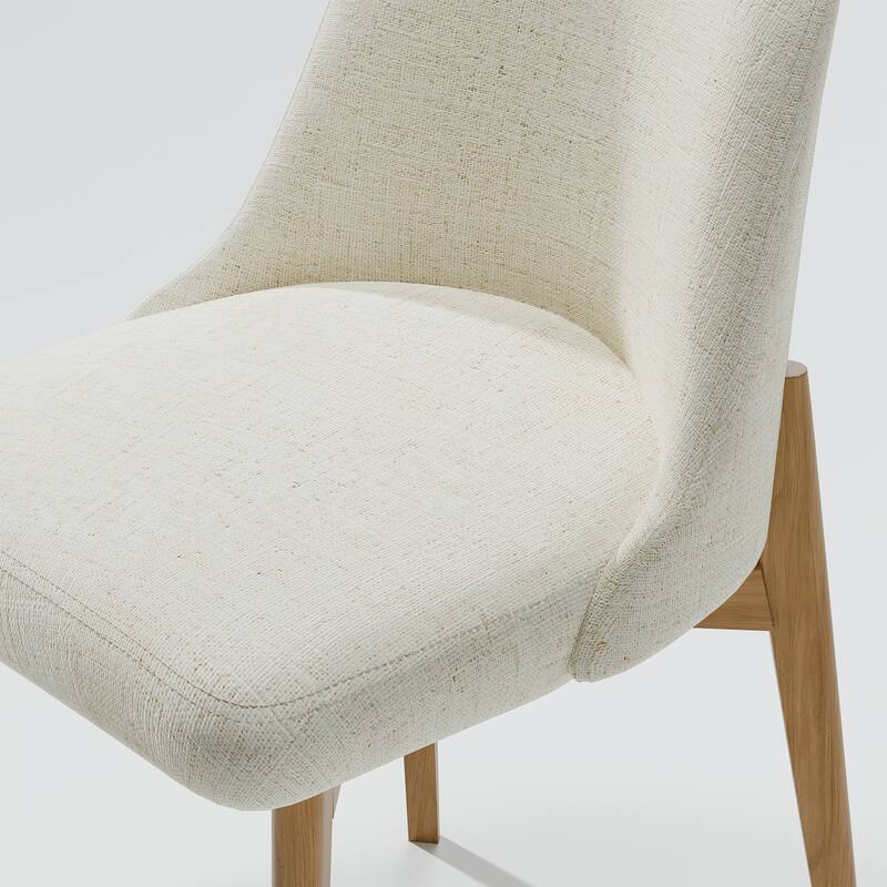 2Pcs Dining Chairs Modern Fabric Upholstered Kitchen Side Chairs with Natural Wood Legs Comfy Armless Side Chair