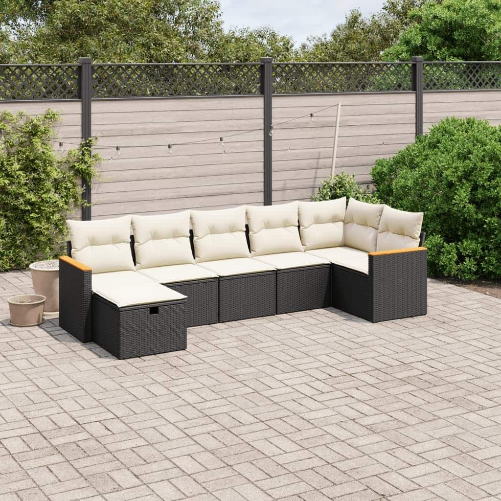 vidaXL Patio Sofa Set with Cushions Outdoor Conversation Furniture Poly Rattan