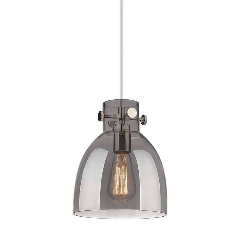 Innovations Lighting 410-1PS-10-8 Newton Bell Pendant Newton Bell 8" - Polished Nickel / Plated Smoke