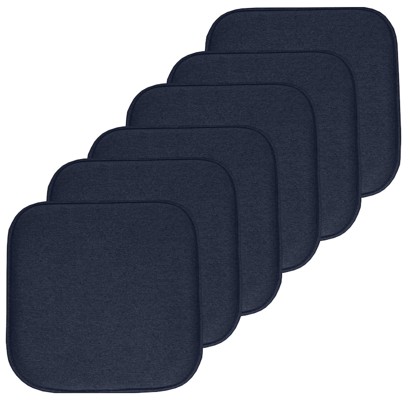 Charlotte Jacquard Cover Memory Foam Chair Pads - Navy - Set of 6