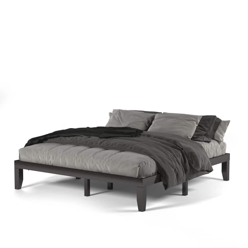 Costway King Size 14'' Wooden Bed Frame Mattress Platform Wood Slats