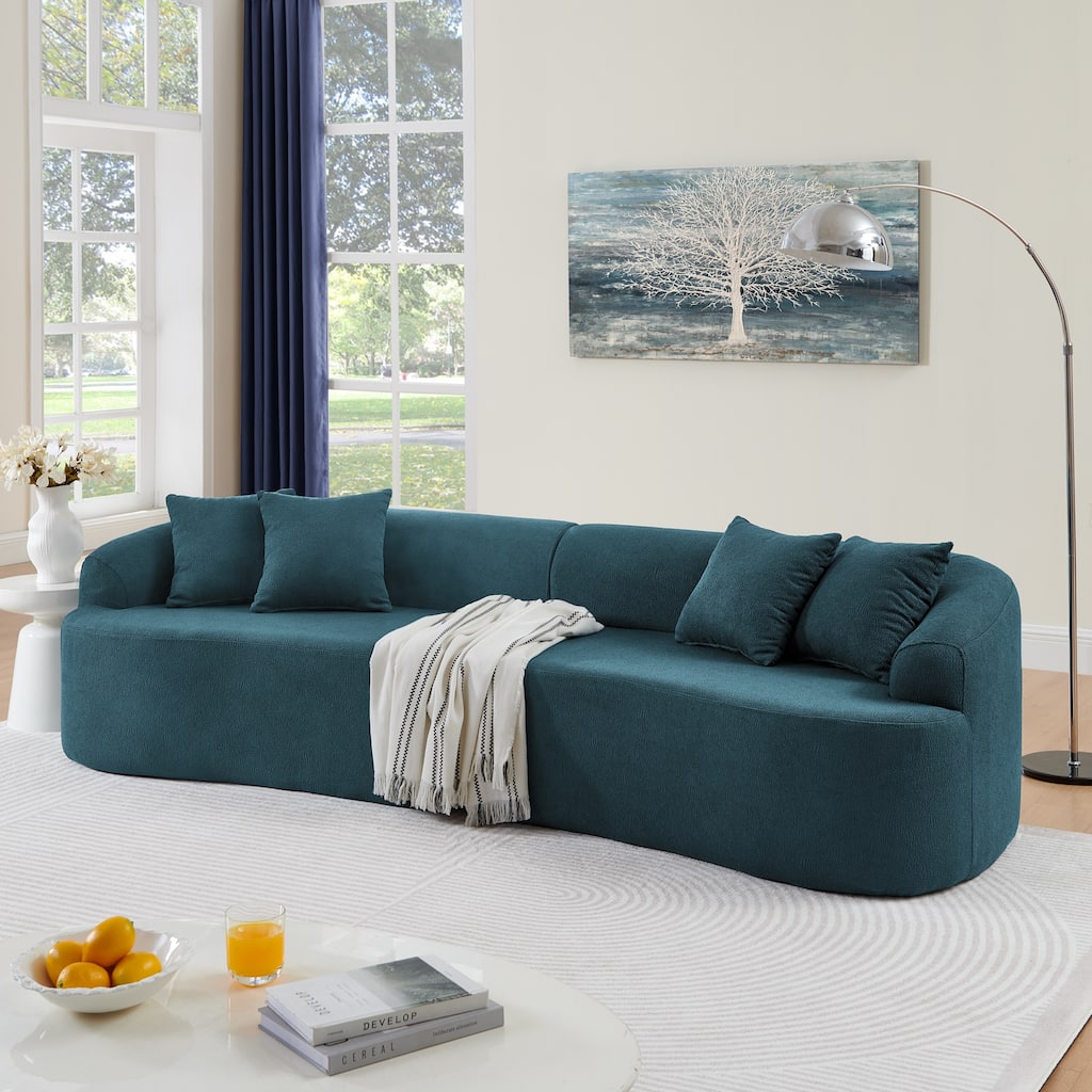 Roomfitters Curved Modular Sectional Sofa in Lamb's Wool Fabric, Modern Compressed Sofa No Assembly, Cozy for Living Room
