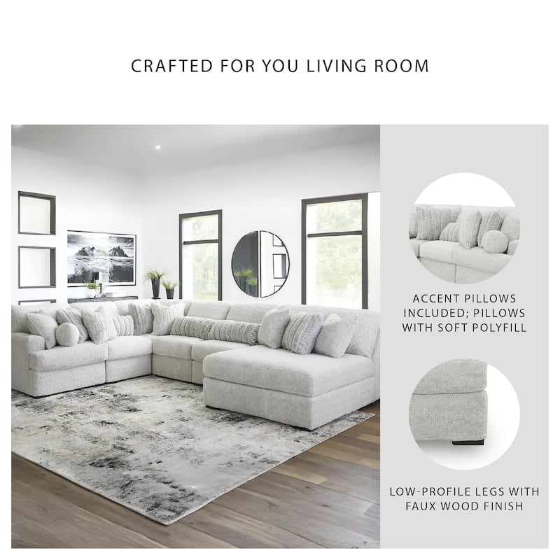 Signature Design by Ashley Snodoodle Gray 6-Piece Sectional with Chaise - 156" W x 113" D x 40" H