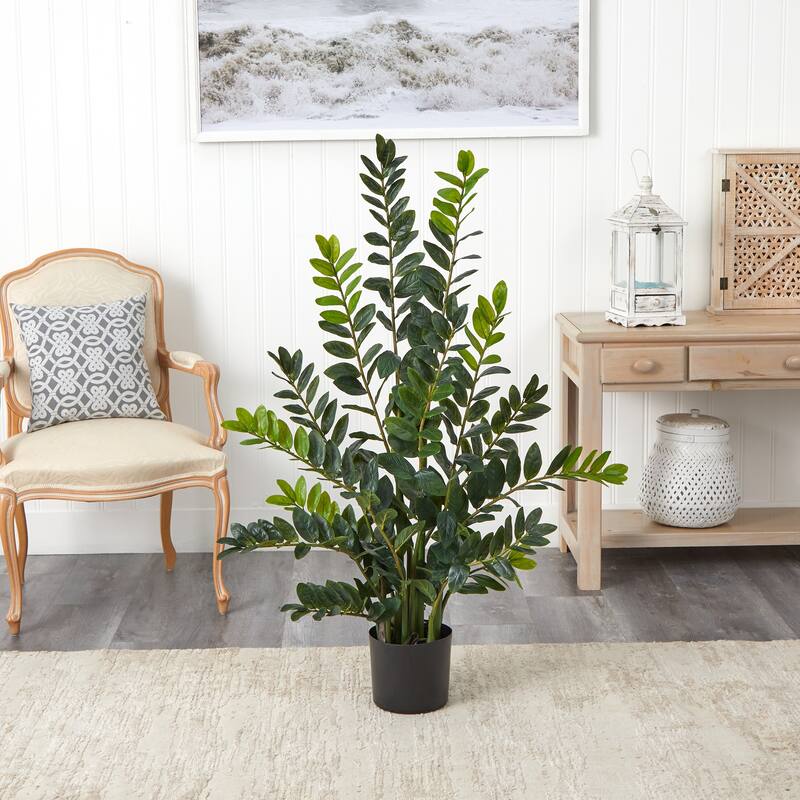 4' Artificial Zamioculcas Plant with Black Pot