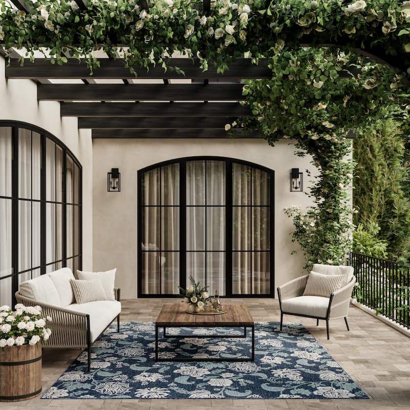Nourison Garden Oasis Indoor/Outdoor Nature Area Rug - Navy - 6' x 9'