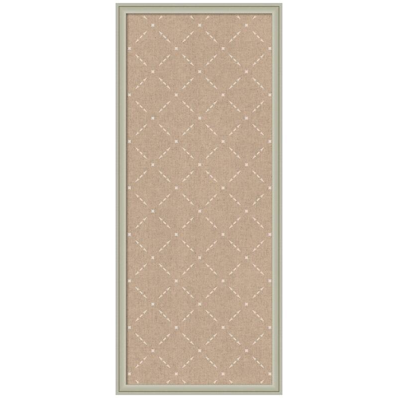 Kate and Laurel Pinboard Beige Lattice Pattern - 18x42 - Florence Silver