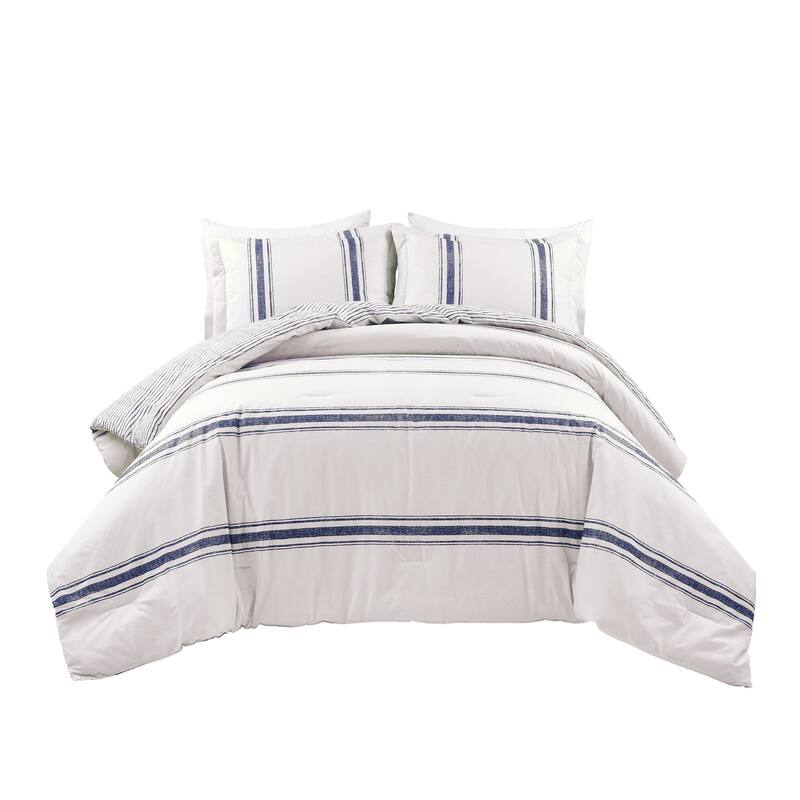 Lush Decor Farmhouse Stripe 3-piece Comforter Set