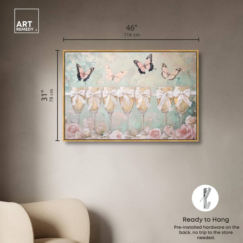 Champagne Mint and Pink Glass Canvas by Art Remedy