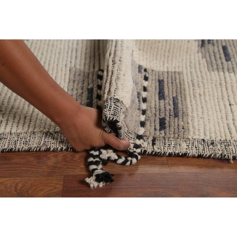 Moroccan Modern Area Rug Hand-Knotted Wool Carpet - 8'11"x 13'1"