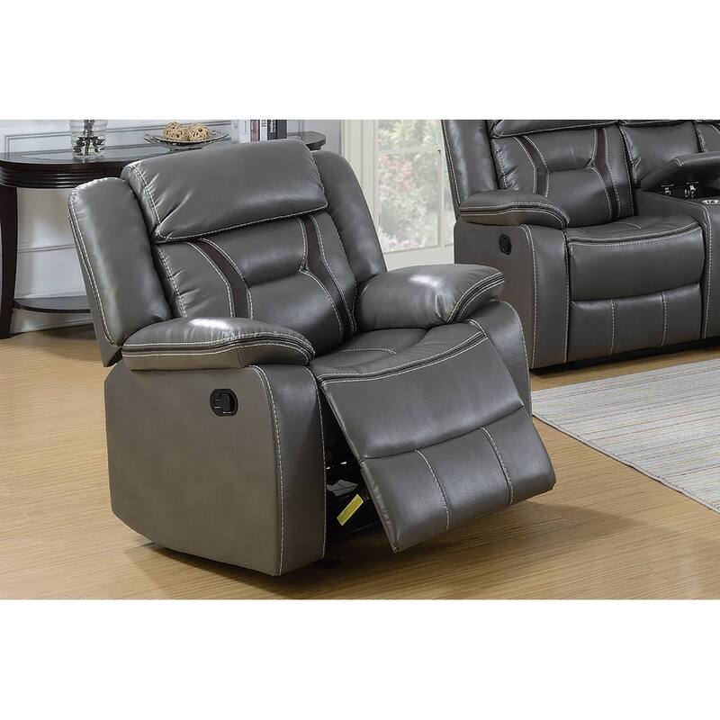 Gel Leatherette Glider Recliner - Grey