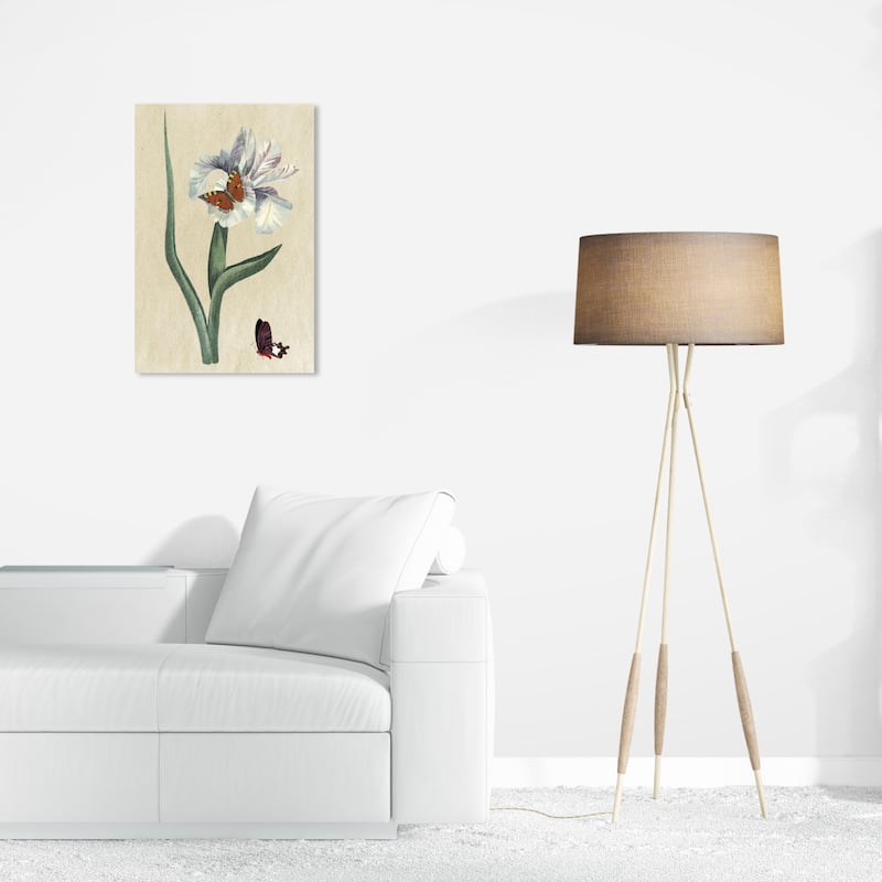 Wynwood Studio Canvas Floral and Botanical Floral Butterflies White and Traditional Wall Art Canvas Print - 16 x 24