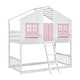 preview thumbnail 8 of 11, Pink+White Twin over Twin Size Wood House Bunk Bed with Roof