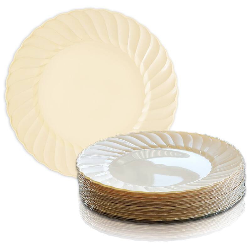 Solid Round Flaired Disposable Plastic Plate Packs - Party Supplies