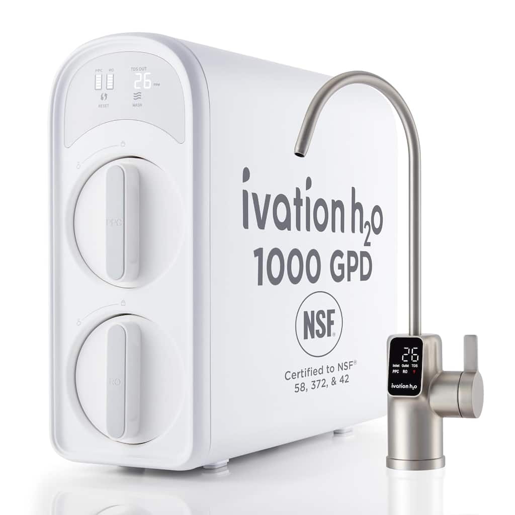 Ivation H2O Tankless RO Water Purifier, 8-Stage Filter, NSF Certified, Smart LED Faucet