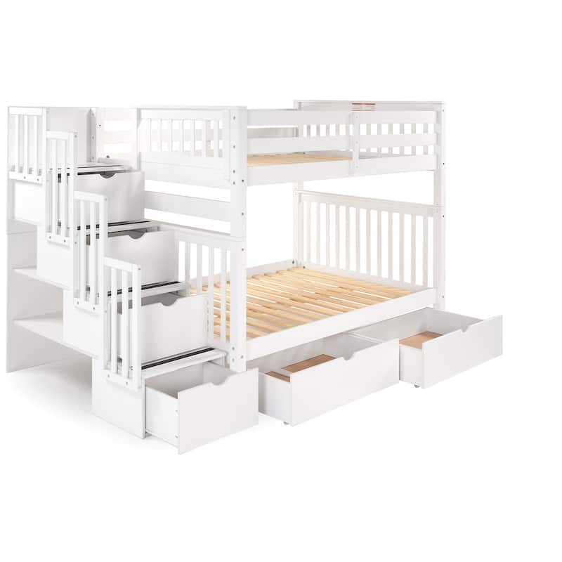 Taylor & Olive Trillium Full over Full Stairway Bunk Bed, 2 Drawers