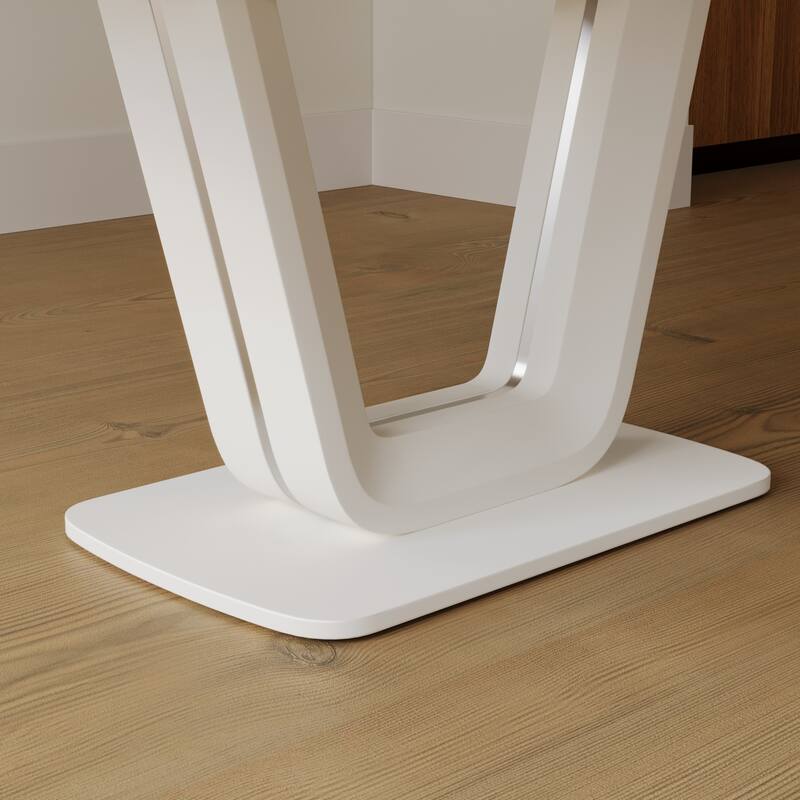 62.99-78.74" Natural Texture Expandable Dining Table with U-Shaped Legs Waterproof Office Table for Dining Room