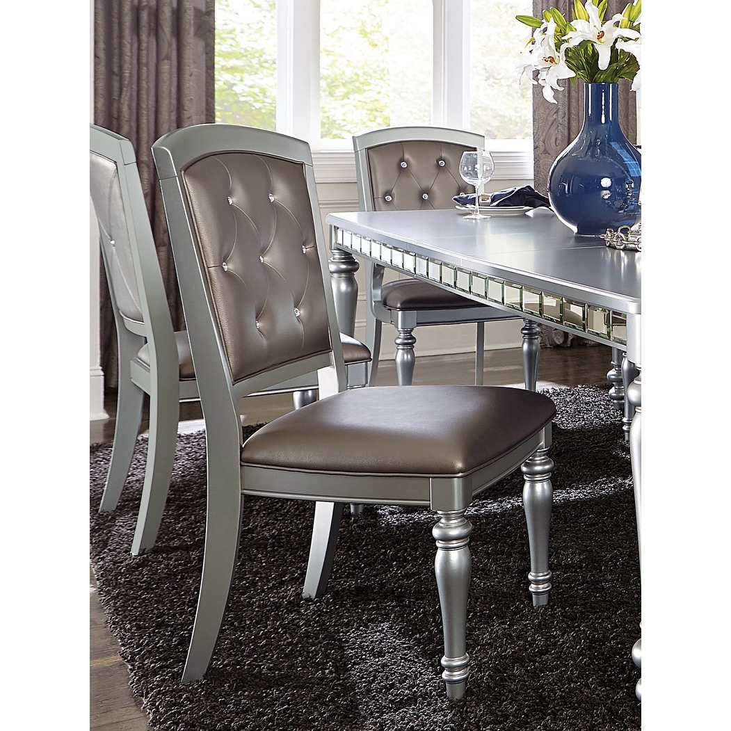 Leather button sales dining chairs