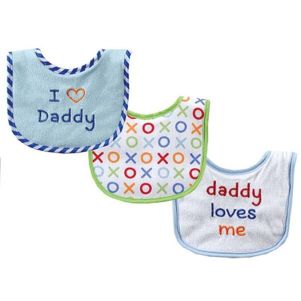 slide 1 of 1, Luvable Friends Baby Boy Cotton Drooler Bibs with Fiber Filling 3pk, Blue Dad, One Size - Blue Dad - One Size One Size - Blue Dad