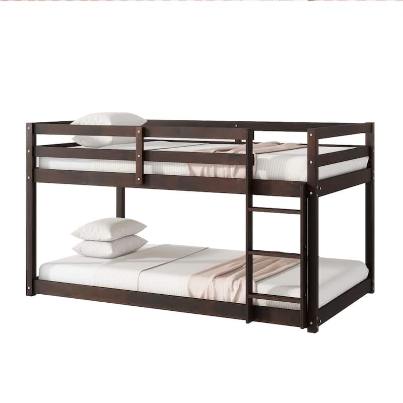 Twin Loft Bed with Ladder and Low-Profile Design with 13-Slat Support (200lb Capacity)