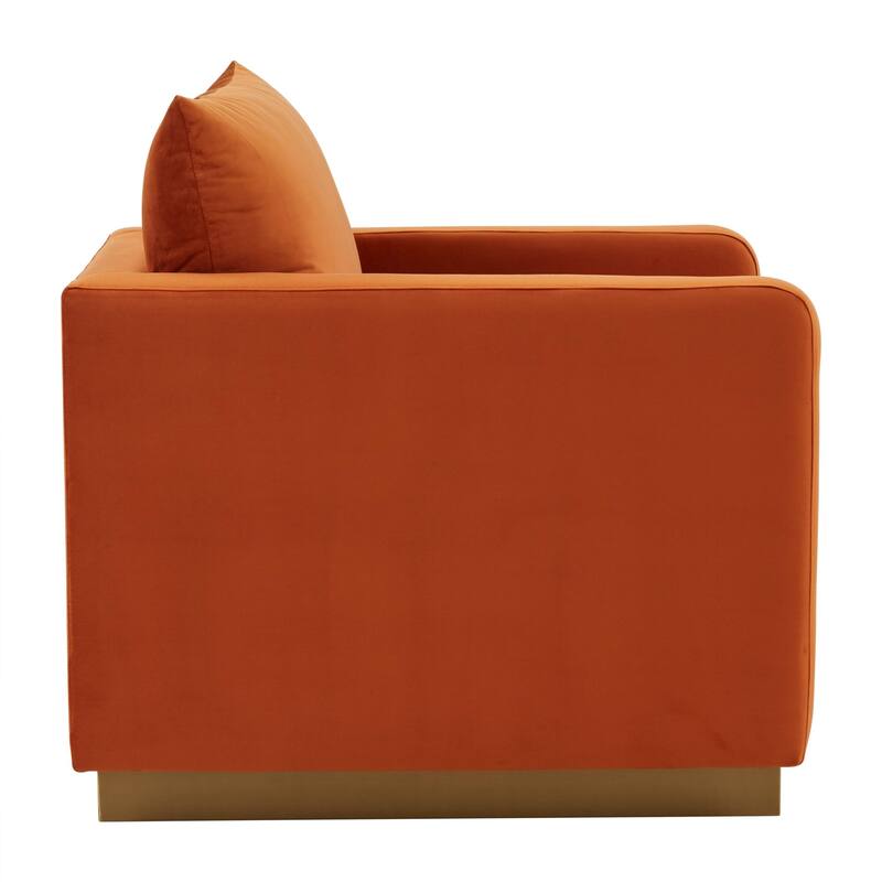 Nervo Velvet Modern Single Seater Sofa, Accent Arm Chair with Gold Stainless Steel Square Base for Living Room & Bedroom - 32.67