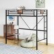 preview thumbnail 2 of 5, Black Twin Size Metal Loft Bed Frame with Stairs & Full-Length Guardrail, Space-Saving Design