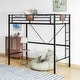 preview thumbnail 2 of 5, Metal Twin Loft Bed Frame with Stairs & Full-Length Guardrail, Space-Saving Design, No Box Spring Needed, Noise-Free, Black
