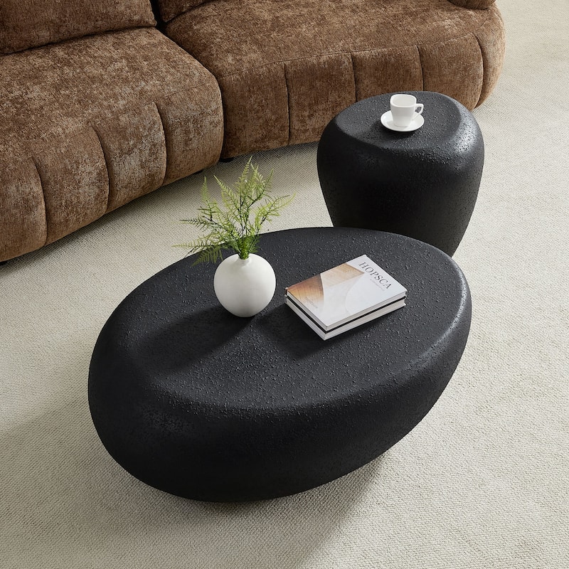 2PCS Fiberglass Elliptical Coffee Table Set