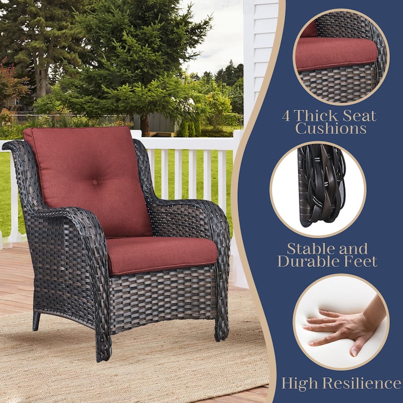 Pocassy 5 Pieces Outdoor Patio Chairs Ottoman Table with Cushion