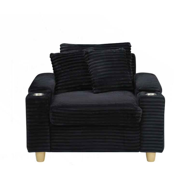 Comfortable Corduroy Sofa with Multiple Pillows and Storage Options
