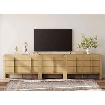 WAMPAT Modern Dresser TV Stand For Tvs Up To 120 Inch, 3-In-1 Wood Media Console With Drawers, Mid Century Entertainment Center