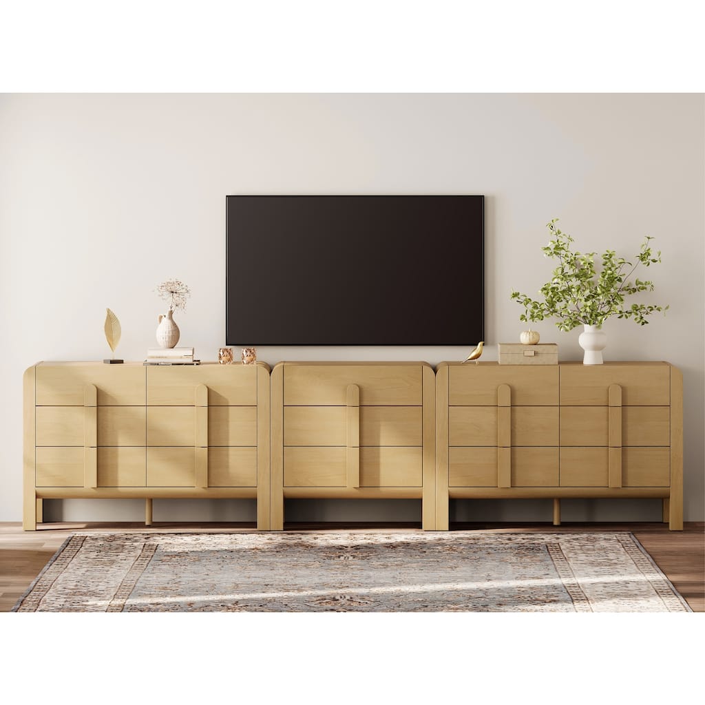 WAMPAT Modern Dresser TV Stand For Tvs Up To 120 Inch, 3-In-1 Wood Media Console With Drawers, Mid Century Entertainment Center