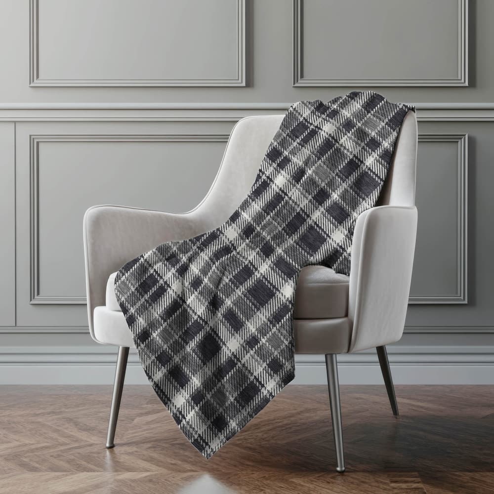 Premium Machine Washable Plaid Sherpa Throw Blanket